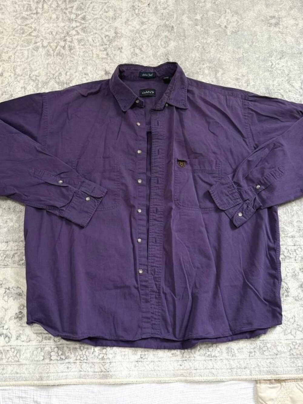 Purple GANT Button Up Solid Collar Casual Chelsea Twill Shirt